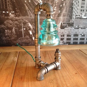 Vintage Industrial Whitall Tatum Insulator Pipe Lamp Steampunk Decor image 5