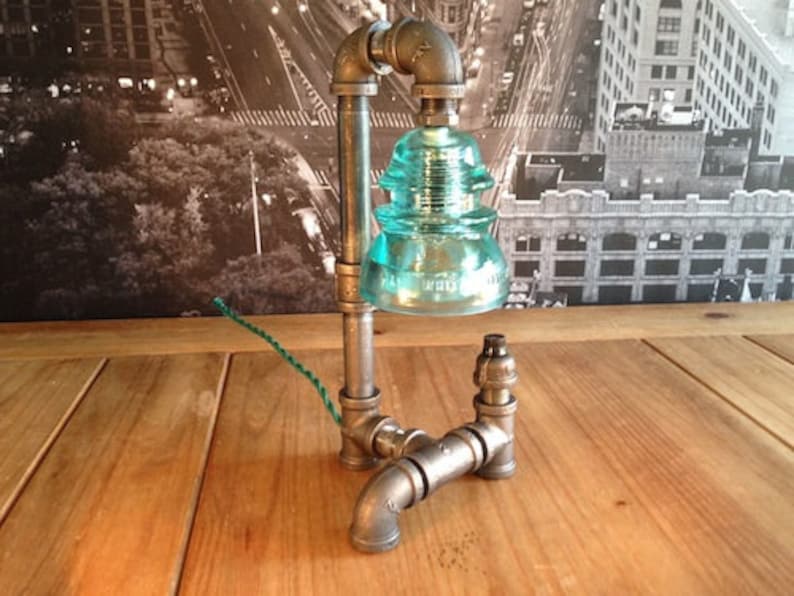 Vintage Industrial Whitall Tatum Insulator Pipe Lamp Steampunk Decor image 5