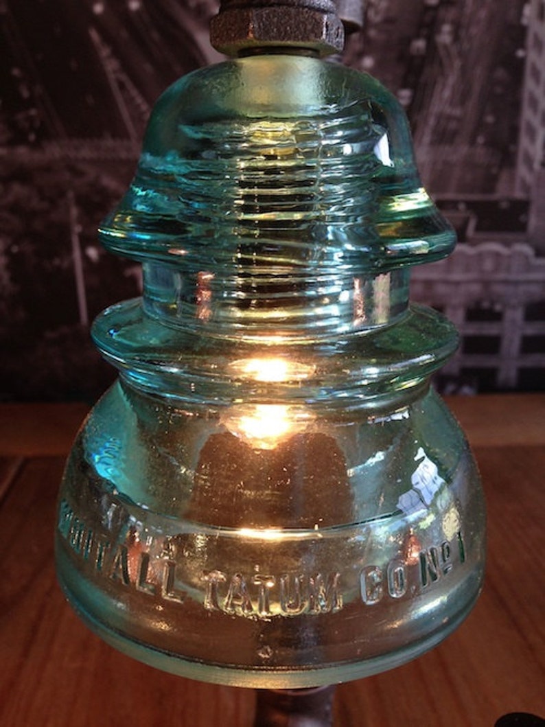 Vintage Industrial Whitall Tatum Insulator Pipe Lamp Steampunk Decor image 2