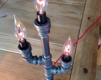 Vintage Industrial Candelabra Lamp Flicker Bulbs Goth Steampunk Lighting