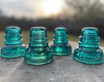 Hemingray No 40 - Lot of 4 - Green Glass Insulators