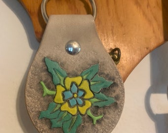 Hand-tooled Flower Keychain / Wall Hanging