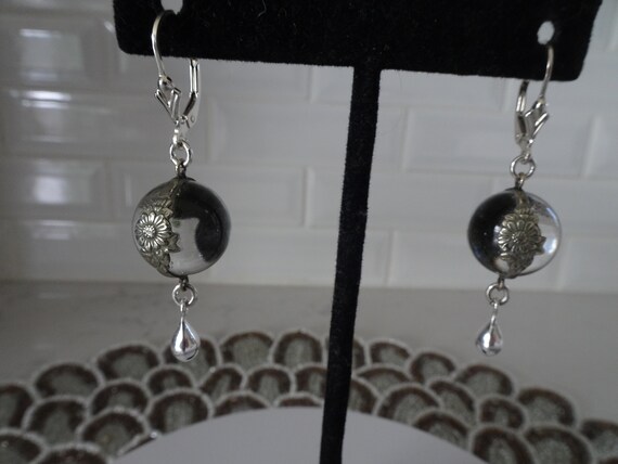 Vintage Sterling Silver Pools of Light Floral Ear… - image 5