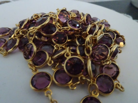 Vintage 55" Looong Signed Swarovski Purple Crysta… - image 5