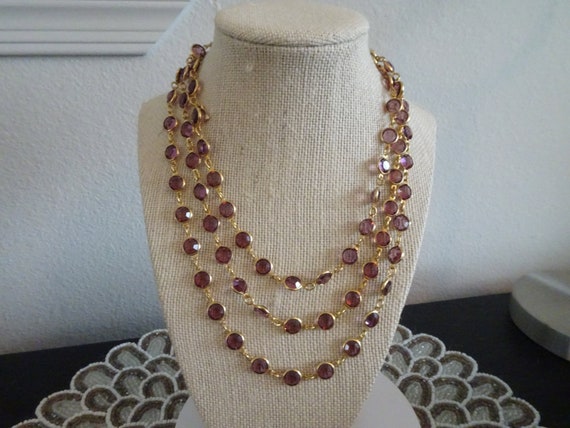 Vintage 55" Looong Signed Swarovski Purple Crysta… - image 6