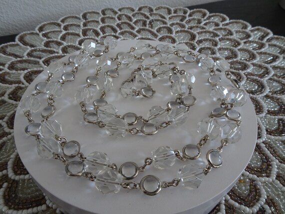 Vintage 49.5" Flapper Length Faceted Crystal and … - image 4