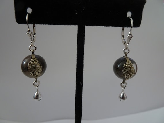 Vintage Pools of Light Flower Sterling Earrings