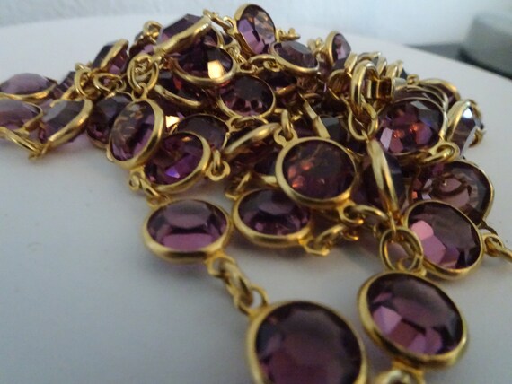 Vintage 55" Looong Signed Swarovski Purple Crysta… - image 7