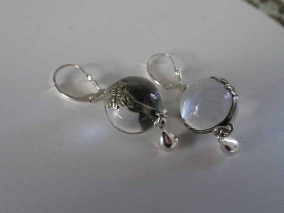 Vintage Sterling Silver Pools of Light Floral Ear… - image 4