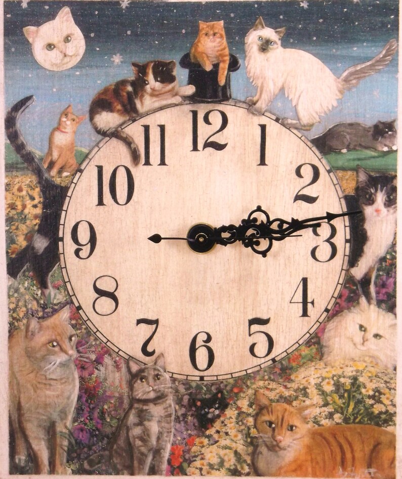 Cats Clock Etsy