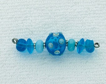 Aqua Hollow Bead with Dots