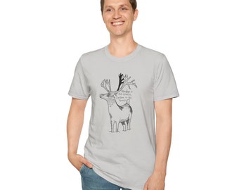 Reindeer in the streets, Caribou in the Sheets by Kosharek Art, alaska shirt, fun tee, Unisex Softstyle T-Shirt