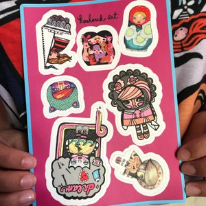 Adesivos de arte de vinil Kosharek / tapas / adesivo de boneca russa / adesivo de vela / tapas de arte de rua / folha 5x7