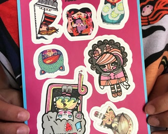 Kosharek Art Vinyl Stickers, Street Art Slaps (5x7 Sheet)