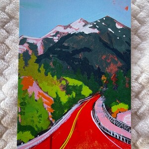Postal de la autopista Seward cerca de Girdwood de Kosharek Art, réplica de pintura, 4x6, arte de Alaska, arte de montaña, Alaska, acabado mate