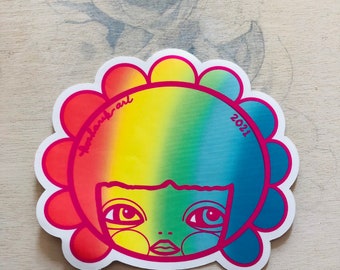 Rainbow Pride Gretchen Vinyl Sticker, Kosharek Art, Matte (3.5" Tall)