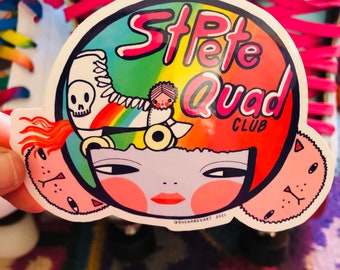 St Pete Quad Club Vinyl Sticker, 4” Rollerskating Art