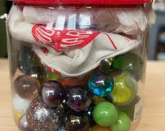 Vintage marbles, House of Marbles, with marble bag