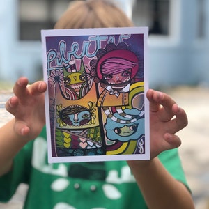 Impresión mini Liberty, 4,25” x 5,5”, arte de Gretchen con nube de búho, postal, arte kosharek, muñeca rusa, regalo para mamá, impresión mate