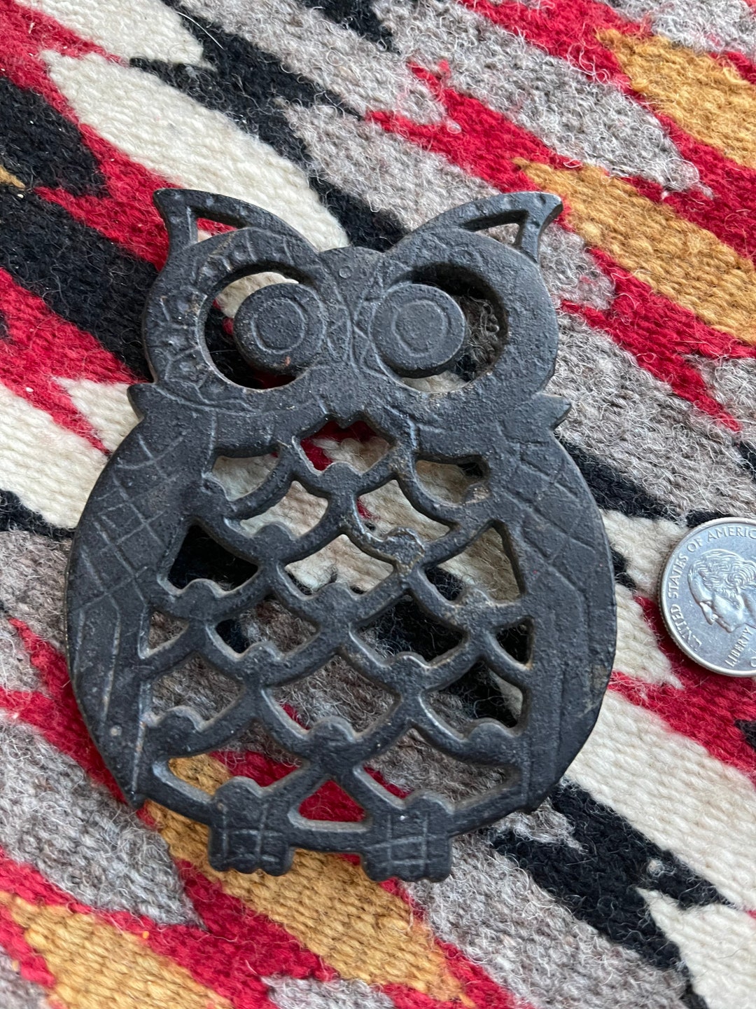 Owl Trivet Vintage 4x3 Made in Taiwan Cast Iron Etsy