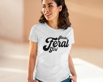 Alaska Feral Girl t-shirt by Kosharek Art, Women's Midweight Cotton Tee