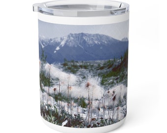 Insulated Coffee Mug, 10oz, Wrangell St. Elias National Park Edge of Alaska, coffee cup, travel cup, adventurer gift for, Kosharek Art