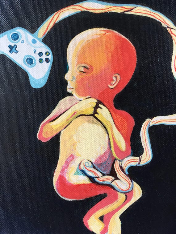 Gamer Revolution Painting Video Games Xbox Nintendo Umbilical Etsy