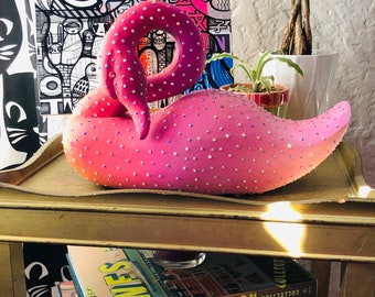 Antique wooden swan sculpture, decorative pink swan, urban art sculpture, bedazzled swan, collectible art, wood hunters decoy