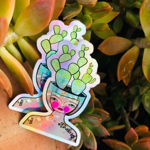 Vinyl Sticker, Sukkulenten Sticker, 3" Aufkleber, Kaktus Liebhaber Geschenk, Pflanze Mama Geschenk, erstaunliche Kunst, Kosharek Art, holographic, Hologramm, Überstövchen
