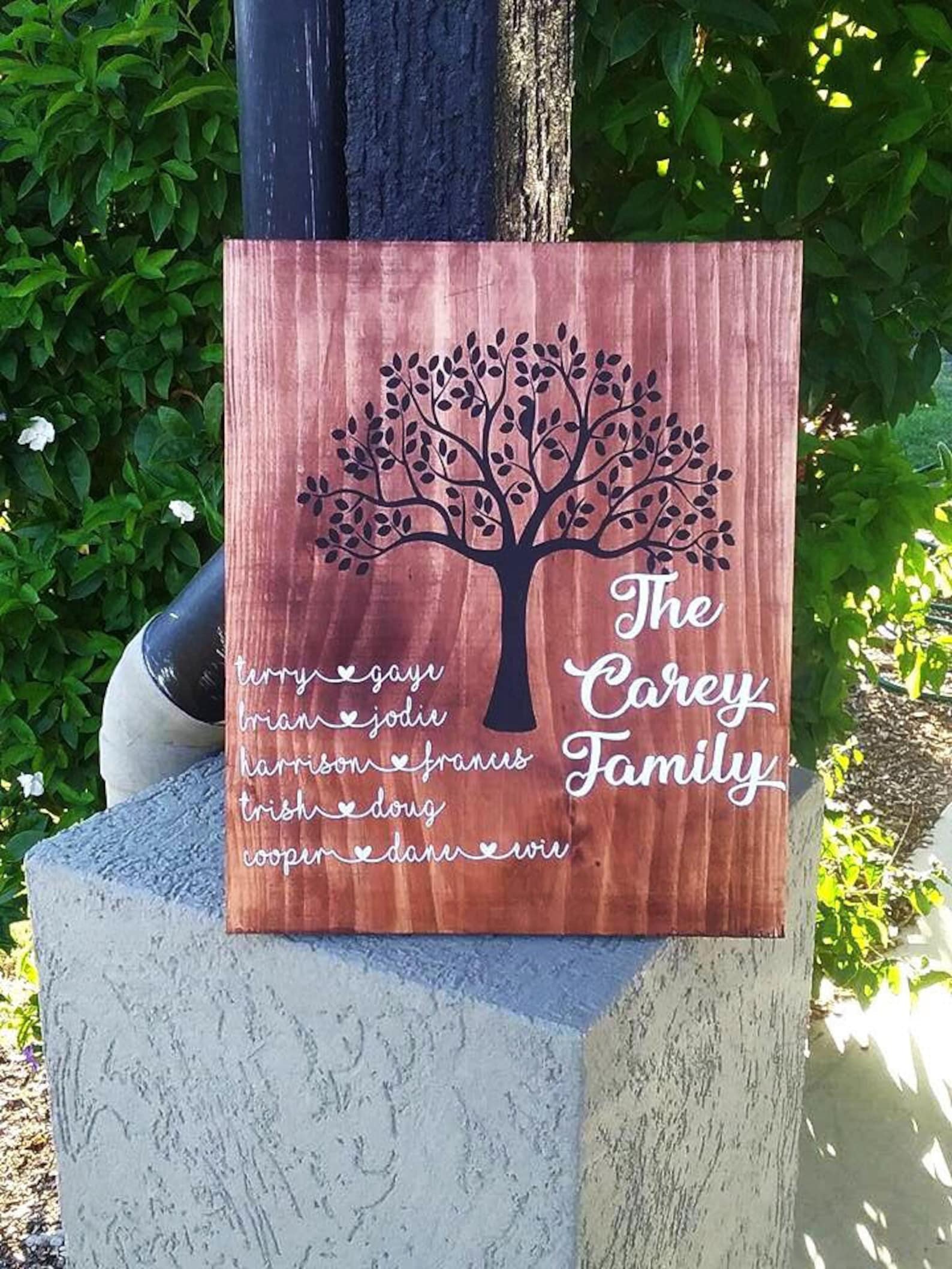 Signo de madera del árbol genealógico personalizado hecho a | Etsy