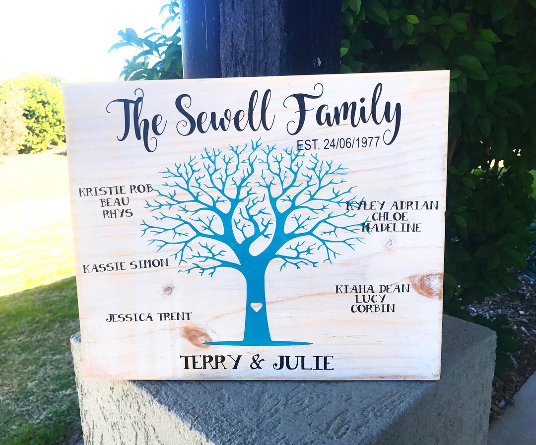 Family Tree Wood Sign Personalised, Custom Made With Family, Names ...