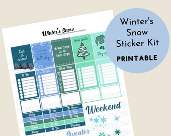 Winter's Snow Planner Stickers - Printable