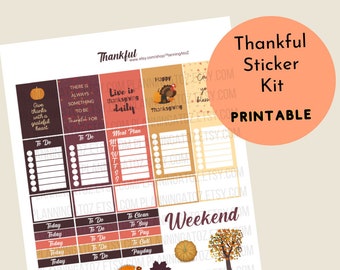 Thankful Planner Stickers - Printable