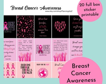 Breast Cancer Awareness 20 full box sticker PRINTABLE
