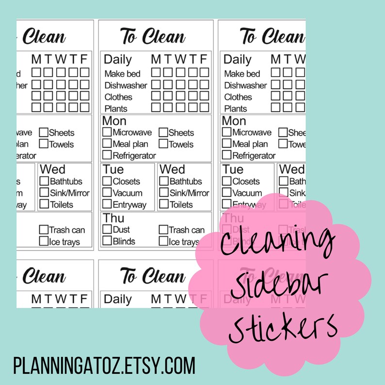 Cleaning Schedule Sticker Printable image 1