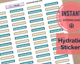 Hydration Stickers - Tan and Teal November (PRINTABLE)