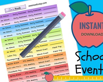 Colorful Planner Stickers for Moms - School Events