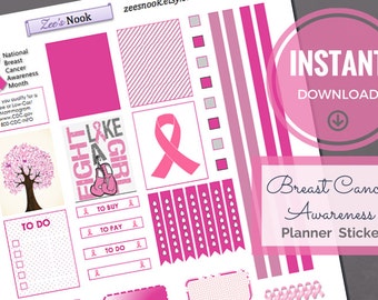 Breast Cancer Awareness Planner Stickers (Printable)