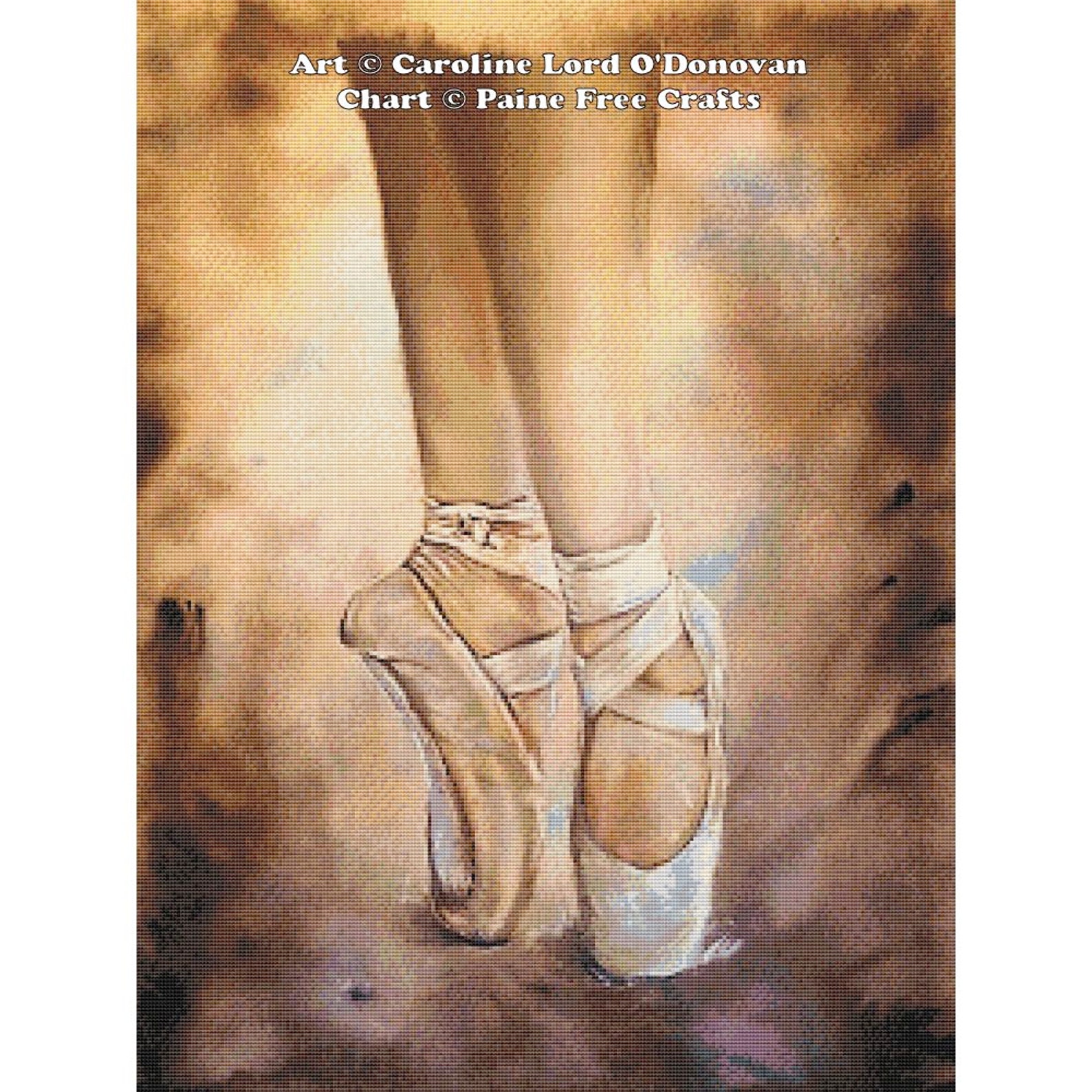 ballet shoes cross stitch chart / pattern - high quality cross stitch chart / pattern, original art by caroline lord o'donov