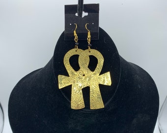 Ankh Brass earrings