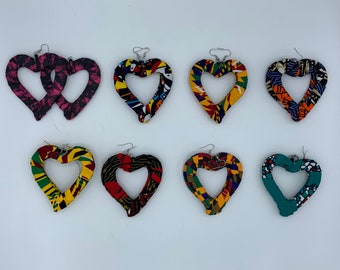 Heart Shaped Ankara Earrings