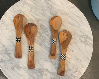 Wooden Salad Tongs with a Bone Handle