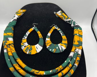 Ankara fabric necklace set with earrings to March