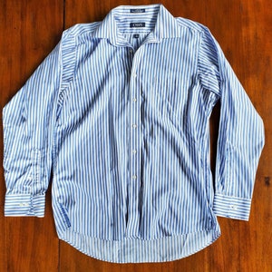 Vintage Chaps Size 16 Large Blue & White Striped Classic Fit Men's Large  Button-up Shirt - Etsy