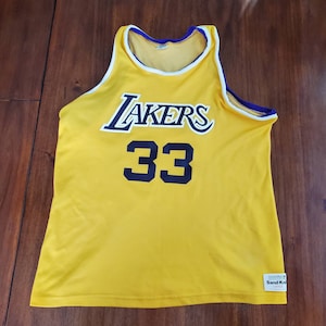Vintage 80er Jahre Lakers Jersey Kareem Abdul-Jabbar Jersey Vintage Los Angeles Lakers Jersey Herren Klein ** Sand Knit Berlin, Wisconsin 1980er Jahre