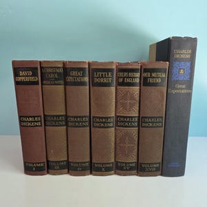 Antique 1868 Charles Dickens Books + Vintage Dickens Books Pick 1: David Copperfield, A Christmas Carol, Great Expectations, Little Dorrit