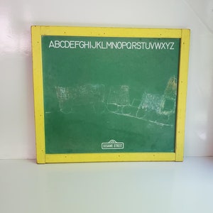 Vintage Sesame Street Chalkboard + Double Sided White Board 80's Kids About 15x17 inches