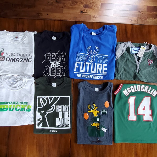 Magliette Milwaukee Bucks SCEGLI 1 Opzione: Bucks Large, XL, Small da donna, ecc. Maglia da bambino di tutte le taglie, pantaloncini, + manica lunga 3XL