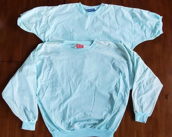 Vintage 80's Turquoise CottonTops Shirts PICK 1: Long Sleeve Large or Short Sleeve Medium See Descriptions NOTE Sizing