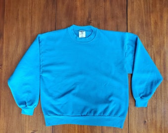 Felpa blu vintage Jerzees, felpa classica semplice, abbigliamento sportivo Jerzees, etichetta NuBlend, taglia L per adulti